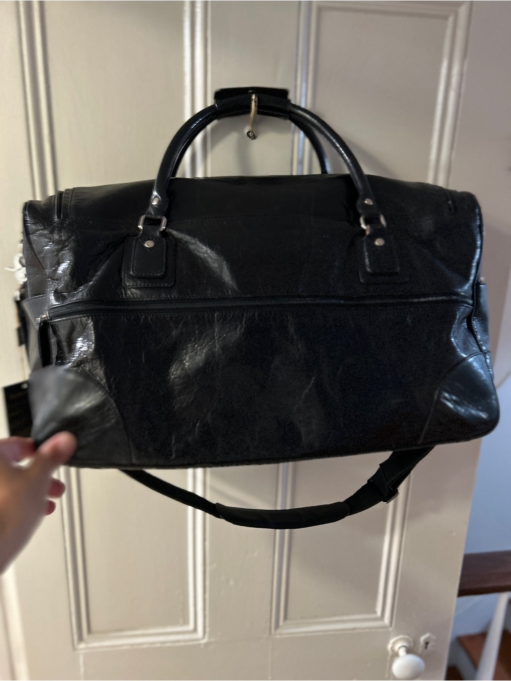 M. London Black Men's high quality Leather Weekender Bag - duffel